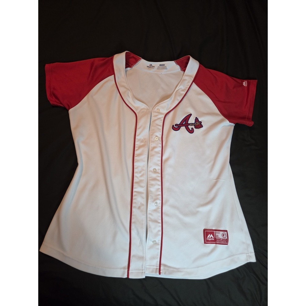 Atlanta Braves Women's Jersey- Size L Majestic Fan Fashion Jersey - Picture 2 of 7